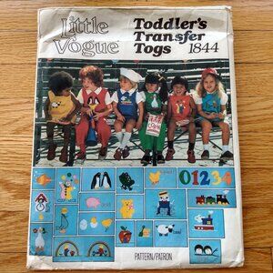 Vintage Vogue Children's Jumpsuit Dress Sewing Pattern Size 4 Applique Transfers